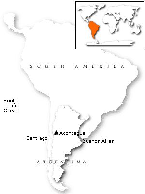 Map of South America and Argentina